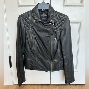 AllSaints Genuine Leather Cargo Biker Jacket